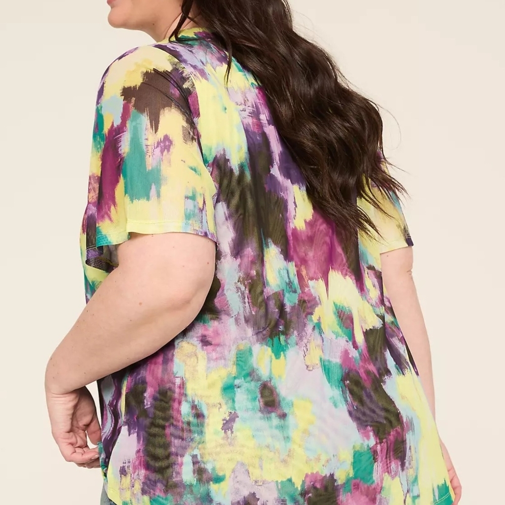 NWT Lane Bryant Mesh Flutter-speeve V-neck Top Size 18/20 - Picture 3 of 15